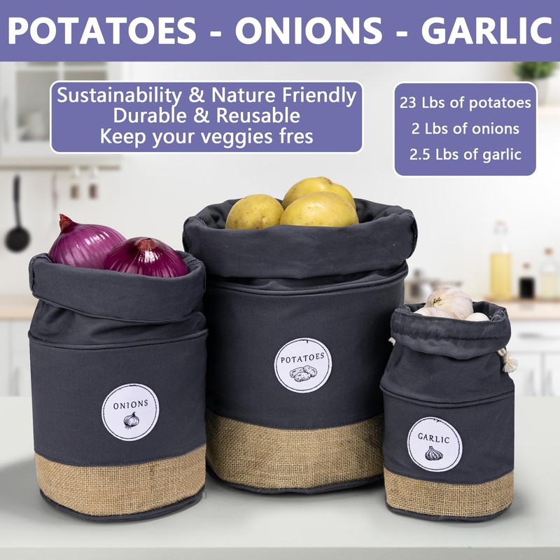 MERAKI HOME Potato Onion Garlic Storage Containers - Farmhouse Kitchen