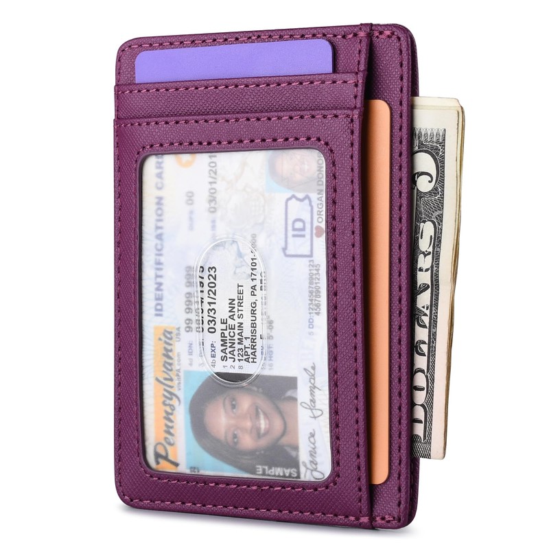 Buffway Slim Minimalist Front Pocket RFID Blocking Leather Wallets for