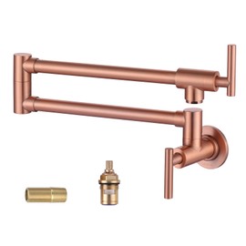 WOWOW Pot Filler Faucet Copper, Brass Pot Filler Wall Mount Kitchen Stove Faucet with Double Joint Swing Arms