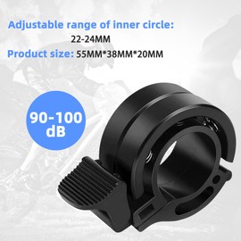 Bicycle Bell, Bicycle Bell, Mountain Bike Loud for Mountain Bike, 22 mm - 24 mm Handlebar (Black)