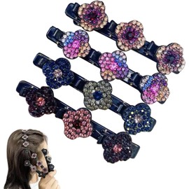 4 Pcs Hair Clips Sparkling Crystal Clover Braided Hair Clips,Hair Barrettes for Women for Styling Sectioninghair Clips (4 Pcs)