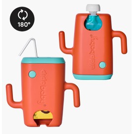 DIDOBABY Didopoucher - Squeeze Proof Holder for Food Pouches - Allows Baby to Self-Feed and Avoid Messes - 2 in 1, Also for Drink Boxes - Encourages Self-Feeding - Ergonomic Handles - Coral