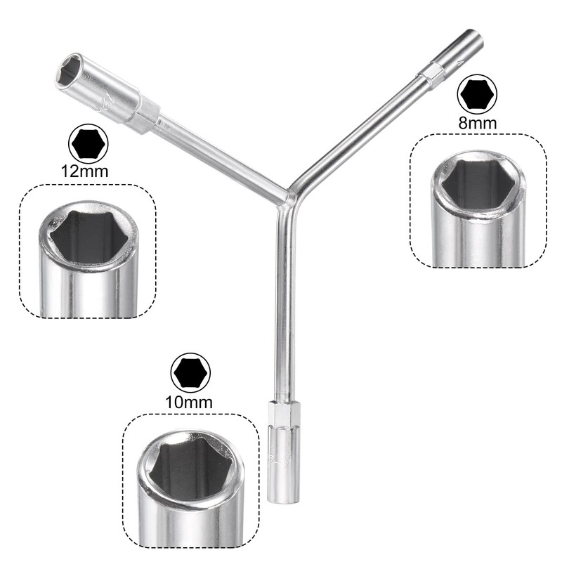 uxcell Y Type 3 Way Hex Socket Wrench, 8mm 10mm