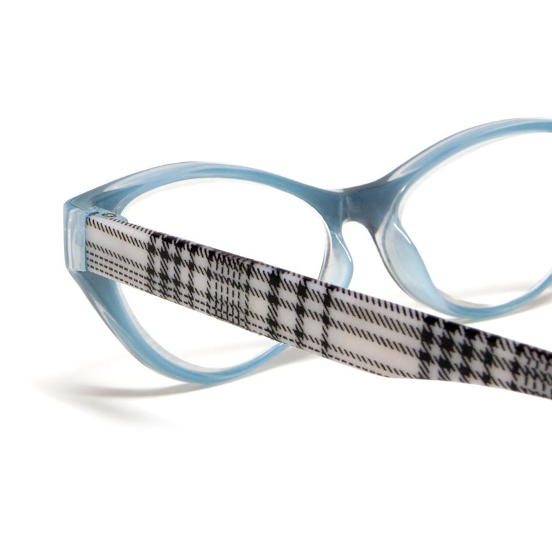 Calabria Emily - anteojos de lectura, Blue & Black Plaid,