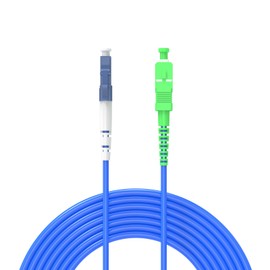 Fiber Optic Internet Cable LC/UPC to SC/APC Indoor Armored Single Mode Simplex - 9/125μm Jumper Optical Patch Cord -OS1/OS2 Compatible,15Meters/49ft LSZH Blue