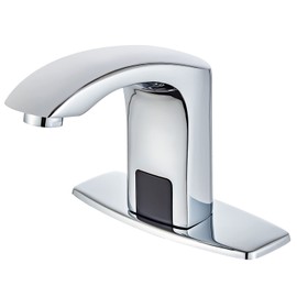 Luxice Sensor Automatic Touchless Bathroom Sink Faucet Hot & Cold Mixer Cover Plate Included Faucet,Chrome Finished