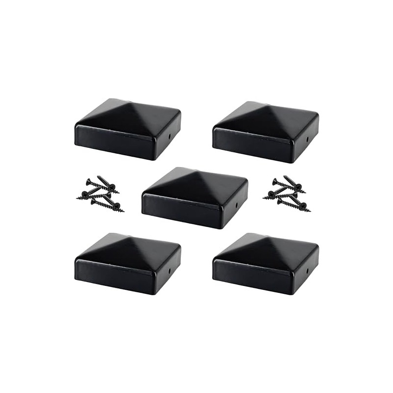 IRONTITE® 5 Pack Metal Fence Post Caps 3x3 Black, Newel