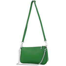 modamoda de - T237 - Shoulder Bag Small Small Made of Italian Leather, Leaf Green