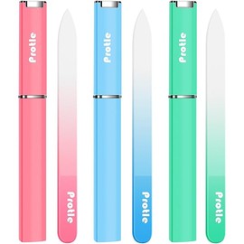 Nail File Glass for Natural Nails，3Pack Double Sided Crystal Nail Filer with Case,Professional Czech Glass Fil Etched Gentle Nail Care Stocking Stuffers for Women or Adults, Unique Gifts(Light Color)