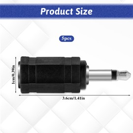 3.5mm Mono to Stereo Adapters, 5 Pack 1/8" Mono Male Plug to 1/8" TRS Stereo Female Jack for Headphone Radio