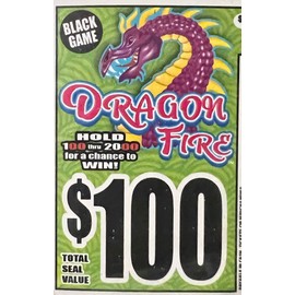 Dragon Fire $100 Bingo Pull Tabs Game, Seal Card