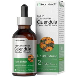 Horbäach Calendula Tincture | 2 fl oz | Liquid Extract Drops | Alcohol Free | Vegetarian, Non-GMO, Gluten Free Herbal Supplement
