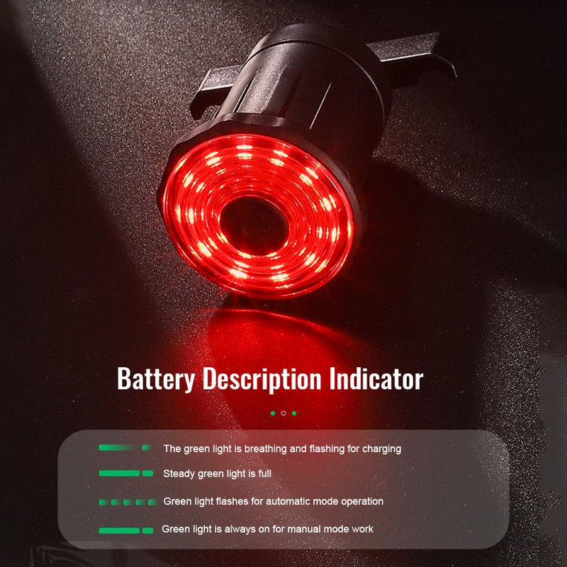 Smart Bike Tail Light Auto On/Off Rechargeable Ultra Bright IPX6