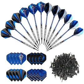 GWHOLE Darts, Arrows, 0.6 oz (18 g), Soft Darts, 16 Pieces for Flights, 200 Plastic Tips, 2BA, Practice, Automatic Scoring Dart Board, Dart Journey, Board Game, Beginners, Year-end Parties, Events