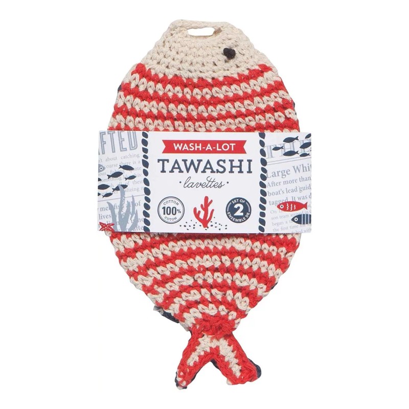 Now Designs Tawashi Dishcloth Scrubbers, Little Fish