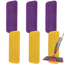 16.5 inch Microfiber Mop Pads for Rubbermaid Reveal Spray Mop and Any 16.5" Flat Mop - 6 Pack 13''-15'' Spray Mop Pad Reusable Washable Replacement Refills - Purple & Yellow