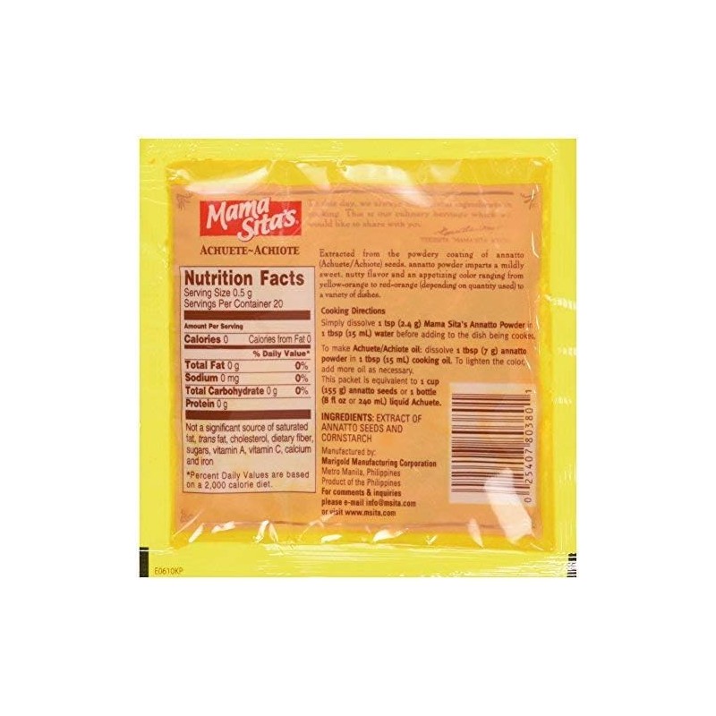 Mama Sita's Achuete Annatto Powder, 1/3oz (10g) 6 Pack
