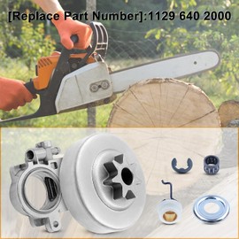 Mtanlo 3/8" Clutch Drum Sprocket Oil Pump Worm Gear Kit fit For Stihl MS311 MS391 Chainsaws, 3/8" 7T Clutch Drum, Needle Bearing, Washer, Clip, Oil Pump, Worm Gear