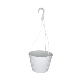 Landmark Plastic Five 10" White Imperial Deco Saucerless Hanging Baskets with Hangers