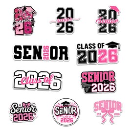 10Pcs Senior 2026 Sticker Pack Cute Girly High School Sticker for Student 2026 Senior Stickers Graduation Class of 2026 Gift College Student Decoration for Laptop Bottle Tablet Case Vehicles (S12, 3")