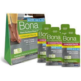 Bona Multi-Surface Floor Cleaner Concentrate, Lemon Mint Scent, 1 fl oz, Pack of 4 (Makes 128 fl oz) Spray Mop and Spray Bottle Refill – For Use on Stone, Tile, Laminate, and Vinyl Floors