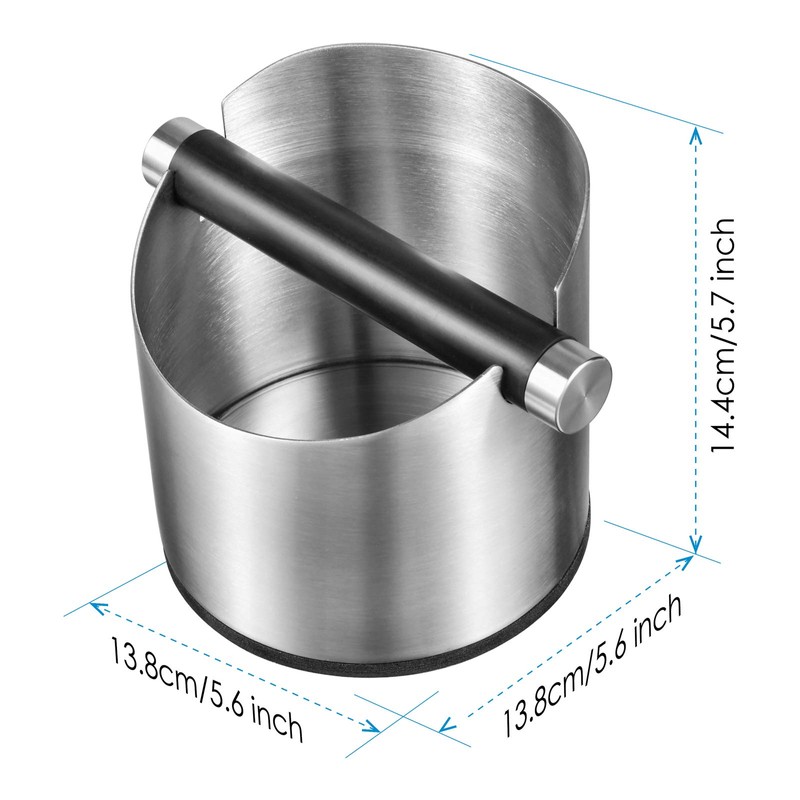 Large Size Coffee Knock Box, SANTOW Stainless Steel Construction Black