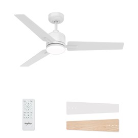 52 inch Ceiling Fans with Lights and Remote, White Ceiling Fan with Light, Reversible, 3CCT, Dimmable, Noiseless, 3 Blades, Quiet DC Motor, Modern Ceiling Fan for Bedroom, Indoor and Outdoor Use