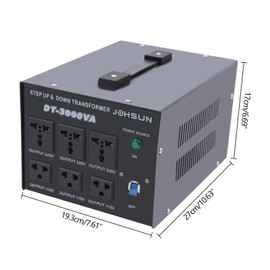 3000W Voltage Converter Heavy Duty Voltage Transformer Step-up/Down 110V/220V with Multiple Plugs and Overload Protection for Air Conditioners Computers Televisions