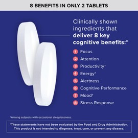 Qunol Brain Health Focus Plus, Magnesium L-Threonate & Citicoline, Clinically Tested Ingredients to Improve Focus, Attention and Productivity, 60 Count (Pack of 1)