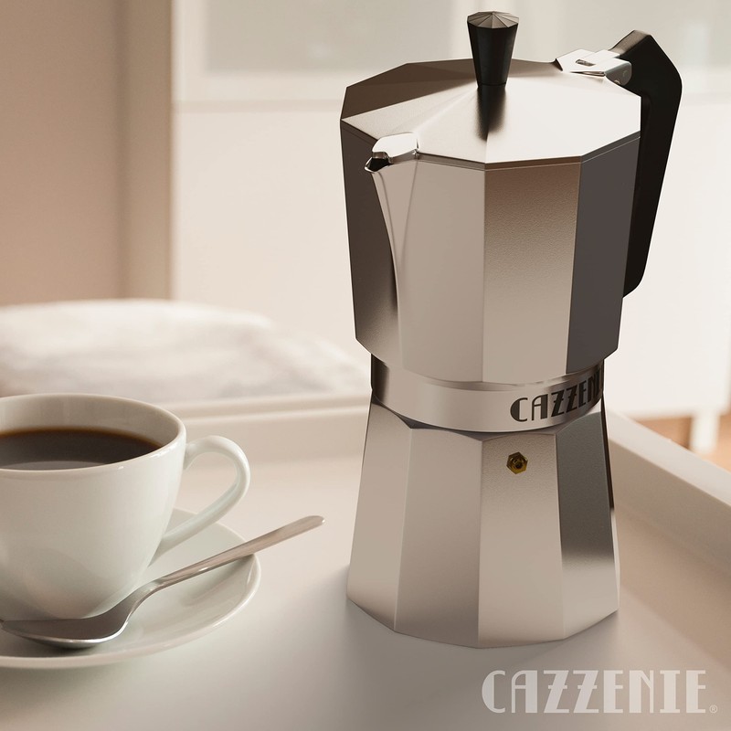 Cazzenie Cafetera italiana 300ml de Aluminio 1 Taza. Cafetera espresso