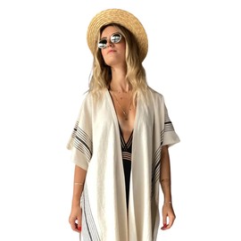 The Loomia Zebrine Kimono Robe - Lightweight Boho Cover Up for Beach, Pool or Lounge | One Size Fits Most