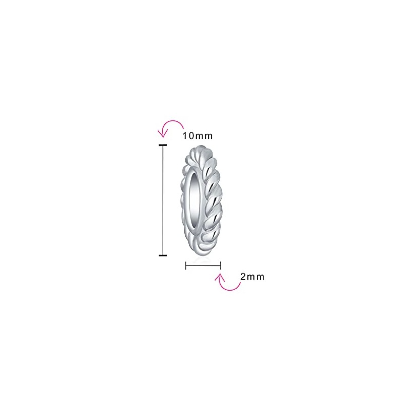 Spacer Bead Charm for Bracelet Twisted Cable Beaded Ball 925