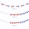 FAZHBARY 2 Pack Felt Patriotic Star Garland Red White Blue