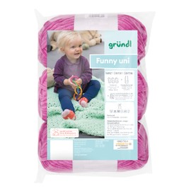 Gründl Knitting Set Funny Plain (Velvety Chenille Yarn) 3 x 100 g + Needles 5 - 6 + Instructions for a Baby Blanket 3442-SB-A10 34 x 19 x 8 cm Fuchsia