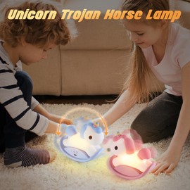 SAMTUNK Unicorn Night Lights for Girls Bedroom: Cute Silicone Lamp Gifts for Kids Bulit in Battery & USB Charging Cable - LED Rechargeable Unicorn Light