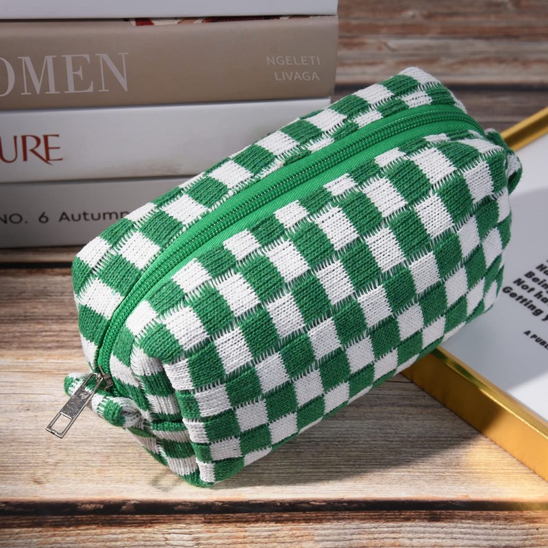 SOIDRAM Checkered Makeup Bag and Brush Storage Bag - Large