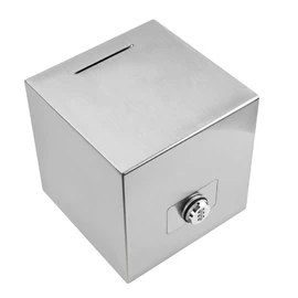 Felimoa Stainless Steel Piggy Bank Dial Lock Bills Coins Reusable