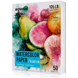 KOVIEDE 50 Sheets Watercolor Paper 8.5x11 Inch 105LB/230GSM Cold Press Practice Paper for Students and Beginners, Acid-Free Heavyweight Art Sheets for Painting, Printing, Scanning & Crafting