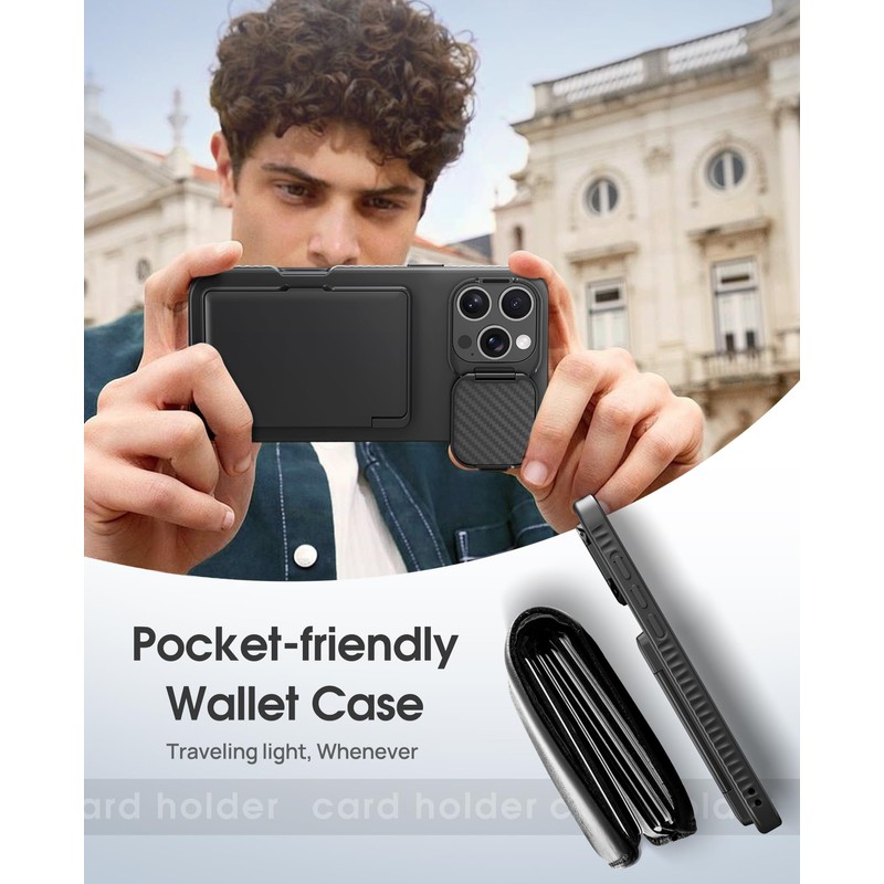 BXYJY for 16 Pro Max Case with Camera Stand, Black