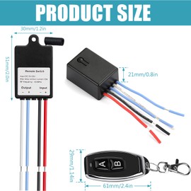 Behogan 2 interruttori radio con telecomando: ampia tensione DC 5 V/12 V/24 V, set di prese radio multimodali, 10 A, set di interruttori radiocomandati, per illuminazione, motore e automazione