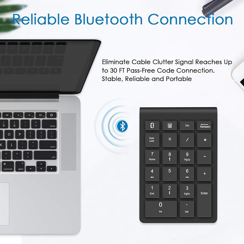Foloda Bluetooth Number Pad, Wireless 10 Keys USB Number Numeric