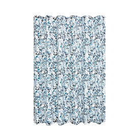 iDesign Polyester Floral Print Shower Curtain - Water Resistant Shower Curtain with Reinforced Buttonholes for Master and Guest Bathroom - Machine Washable - 72" x 72" – Indigo/Blue