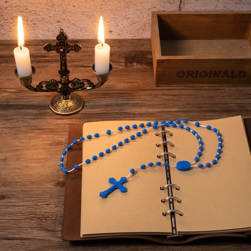 ZYFLSQ Bulk Plastic Rosary Beads Catholic 12 Pack, 17 Inch