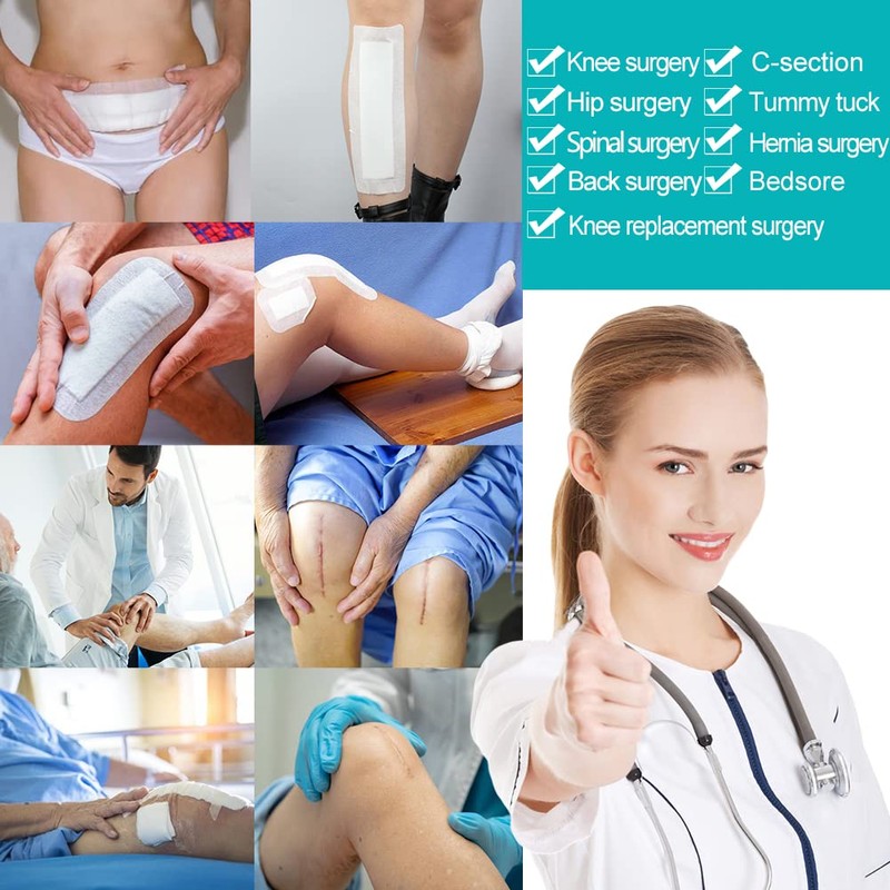 10 Pcs Waterproof Adhesive Island Dressing 4"x14" for Post Knee