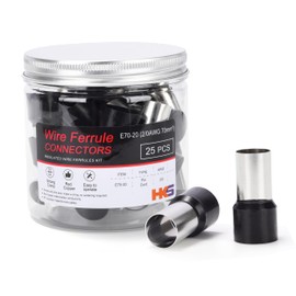 HKS 25PCS Wire Ferrules Connectors - AWG2/0-70.0mm² Copper Barrel Pin Cord Ends Insulated Ferrule Terminals for Wiring Electrical Crimp E70-20 Black