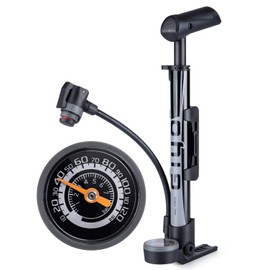 GIYO Bicycle Air Pump, Portable Pump, Fits Presta/English/American Valves, Large Gauge, 120 Psi, Portable, Lightweight, Mini Floor Pump, For Road Bikes, Cross Bikes, Mamachari, MTB (GM-642)