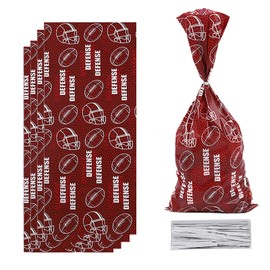 Macute Football Cellophane Treat Bags Sports Party Favor Bags for Snacks Football Birthday Party Soccer Wrapping Paper Gift Bags Football Themed Candy Bags Party Favors Football Clear Gift Bags 50Pcs