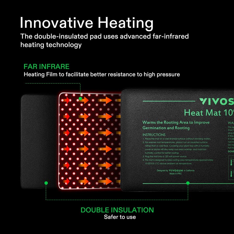 VIVOSUN 4-Pack 10" x 20.75" Durable Waterproof Seedling Heat Mat,