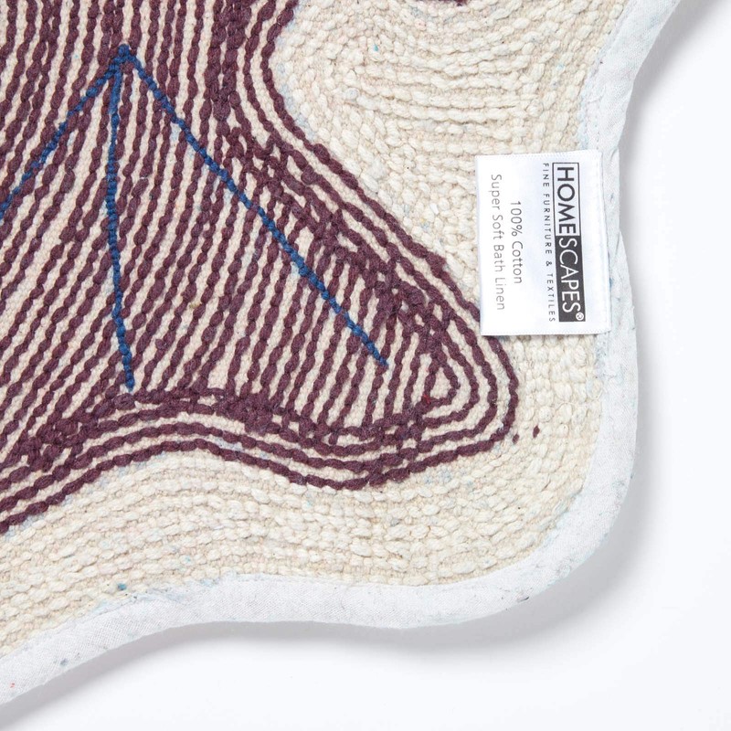 HOMESCAPES - 100% Cotton Washable Tufted Blue Fish Rug 40