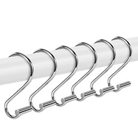 ONEYIM Shower Curtain Hooks Rings,Shower Curtain Rings for Bathroom Shower Rod, Set of 12 Premium Rust-Resistant Metal Shower Hooks Hangers T Shaped Design (Silver)